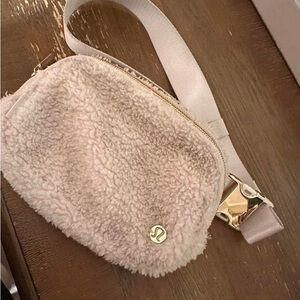 Lululemon Athletica Cream Crossbody Bag with Sherpa Texture